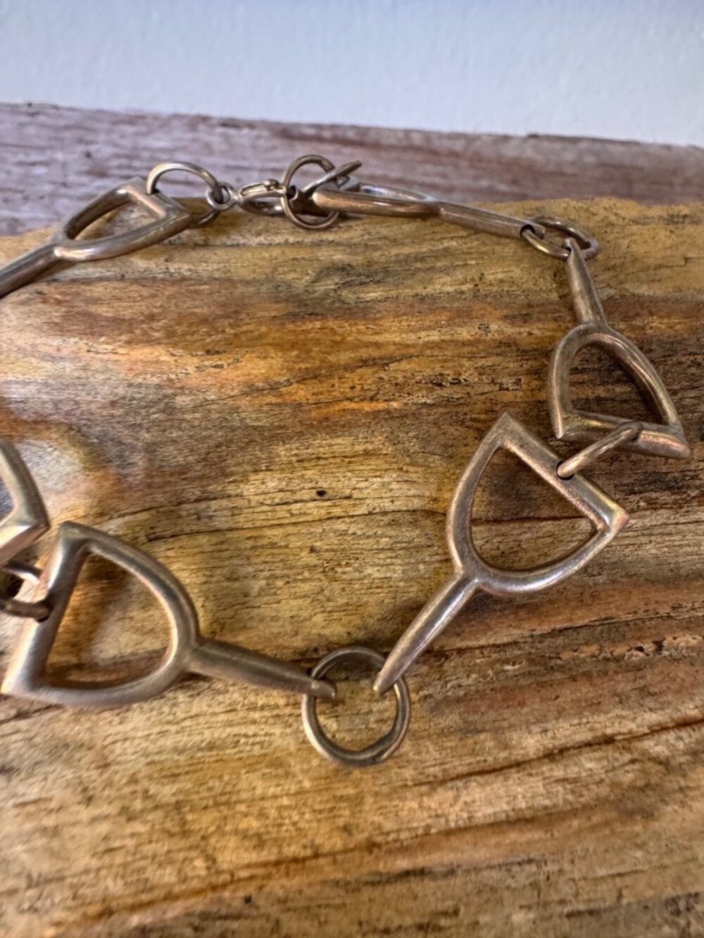 Sterling Silver 925 Horse Stirrup Link Bracelet Equestrian Western Style - Picture 2 of 5